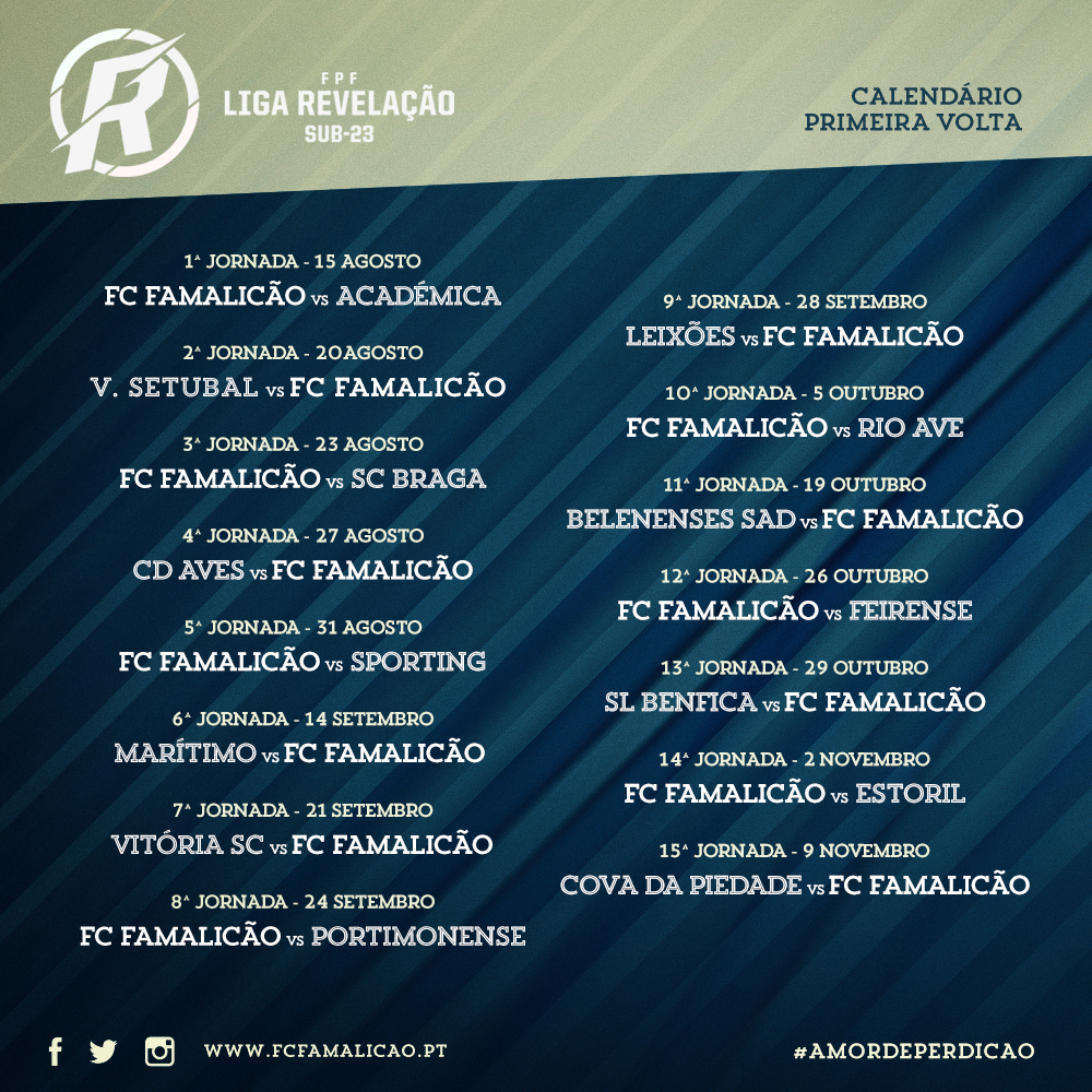 Calendário conhecido da Liga Revelação de Sub-23 - Rio Ave Futebol Clube